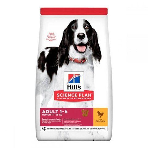 Корм з куркою сухий Hills Science Plan Adult Medium Chicken для дорослих собак середніх порід Хіллс 14 кг 843 фото