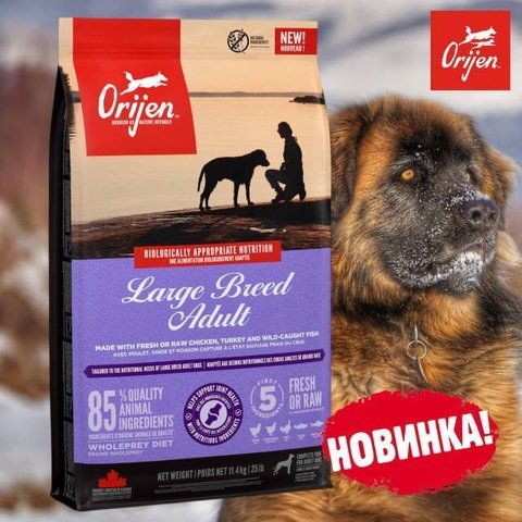 Orijen Large Breed Adult беззерновий корм з птицею та рибою для собак великих порід, 11.4 кг 5322 фото